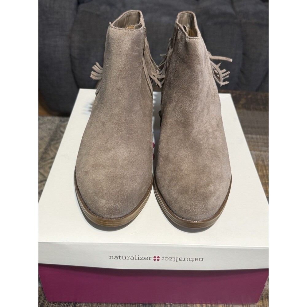 naturalizer Zeline frindge taupe suede ankle bootie women size 10 - Picture 1 of 6